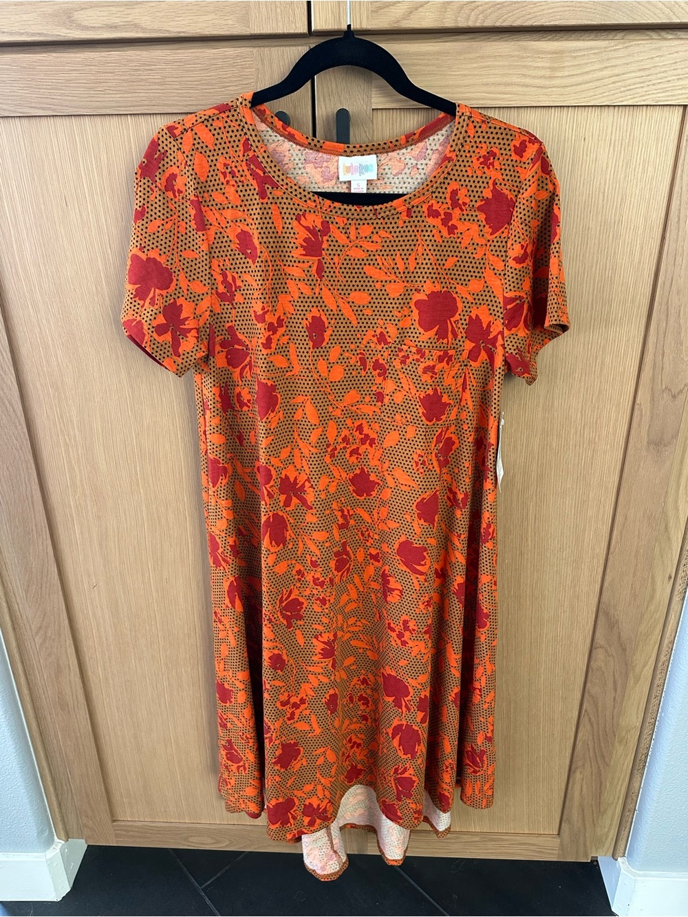 Lularoe Orange and Red Floral Midi Dress